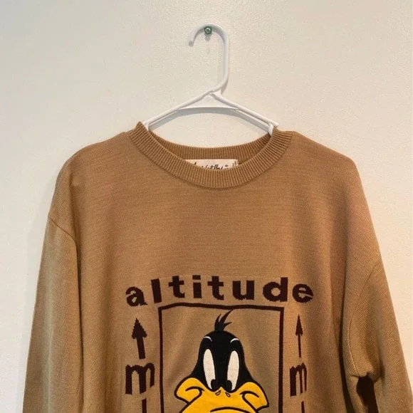 VTG JC De Castlebajac Sweater Mens M Tan Daffy Duck Altitutde To 2000 Italy M